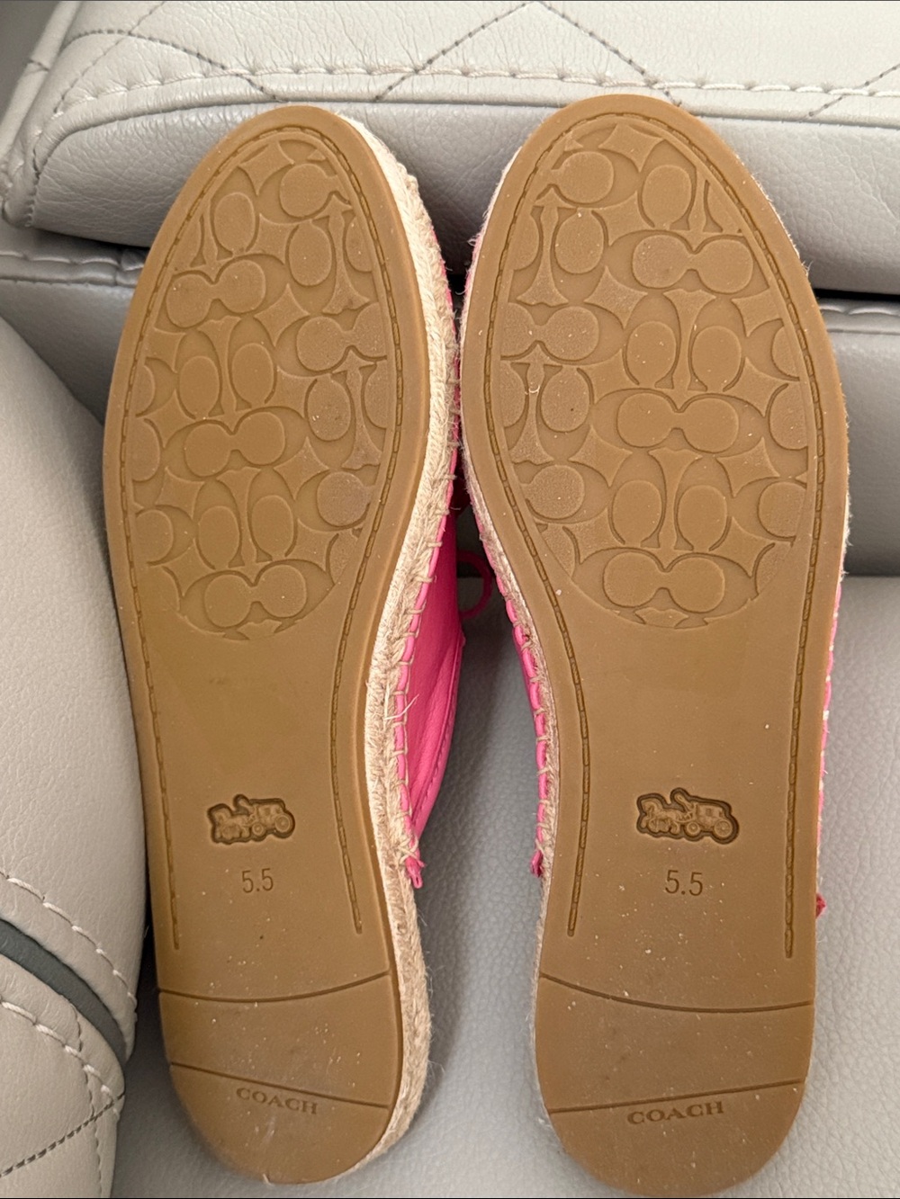 Coach Pink Leather Slip-On Espadrille Mules with Tassel Bow - Picture 6 of 7